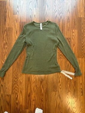 Missguided Olive Ribbed Long Sleeve Top